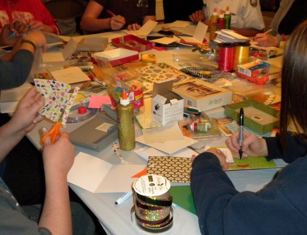 Kids making crafts